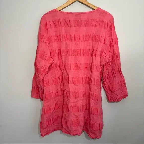 Flax Womens Textured Ruffle Linen Cotton Tunic Top Size Medium - Picture 3 of 8